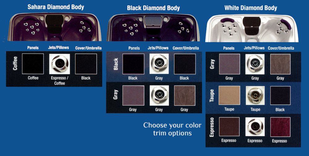 Complete lineup of Dreammaker Cabana Suite hot tub models showing available sizes and configurations