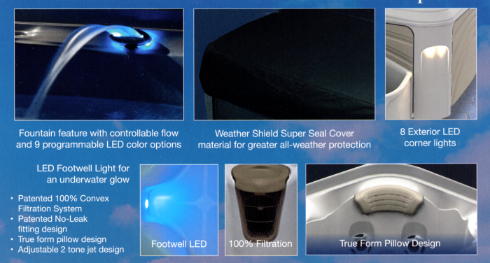 Cabana Suite Collection spa with waterfall feature and comfortable seating