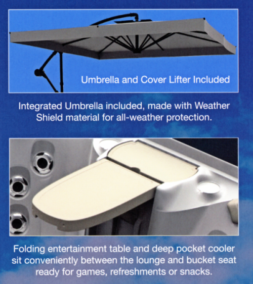 Dreammaker Cabana hot tub in an elegant backyard patio setting