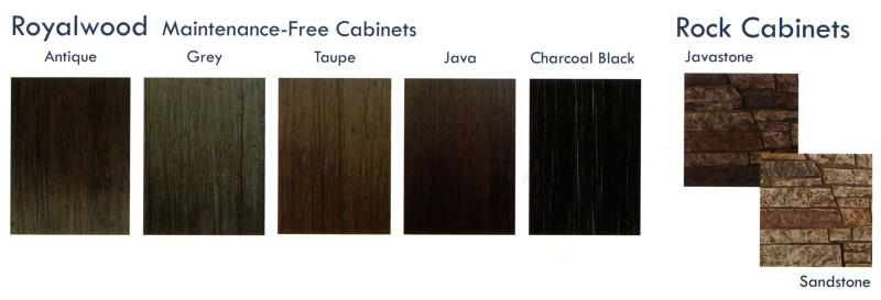 Tropic Seas cabinet finish options in various wood tones and modern colors
